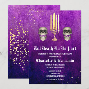 Purple Skull Halloween Wedding Invitation