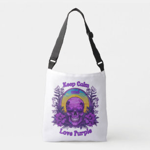 purple skull: Keep calm and love purple Crossbody Bag