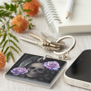 PURPLE SKULL KEY RING