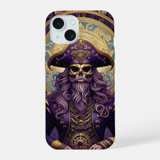 Purple Skull Pirate iPhone 15 Case