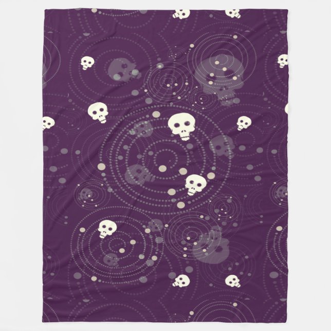 Purple skull silhouette pattern fleece blanket (Front)