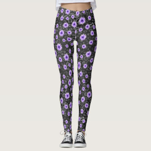 Purple Skulls and Sunflower Series Design 11 Leggings
