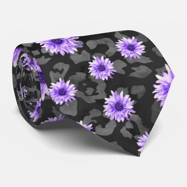 Purple Skulls and Sunflower Series Design 11  Tie (Rolled)