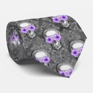 Purple Skulls and Sunflower Series Design 3   Tie