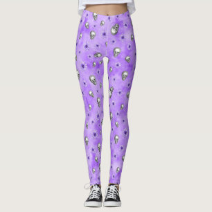 Purple Skulls and Sunflower Series Design 4 Leggings