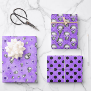 Purple Skulls and Sunflower Series Design 4  Wrapping Paper Sheet