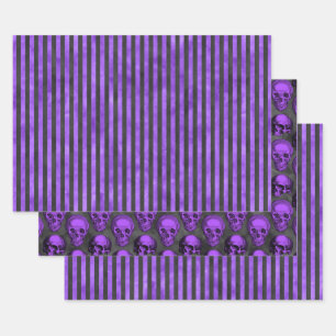 Purple Skulls and Sunflower Series Design 5 Wrapping Paper Sheet
