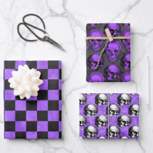 Purple Skulls and Sunflower Series Design 8 Wrapping Paper Sheet
