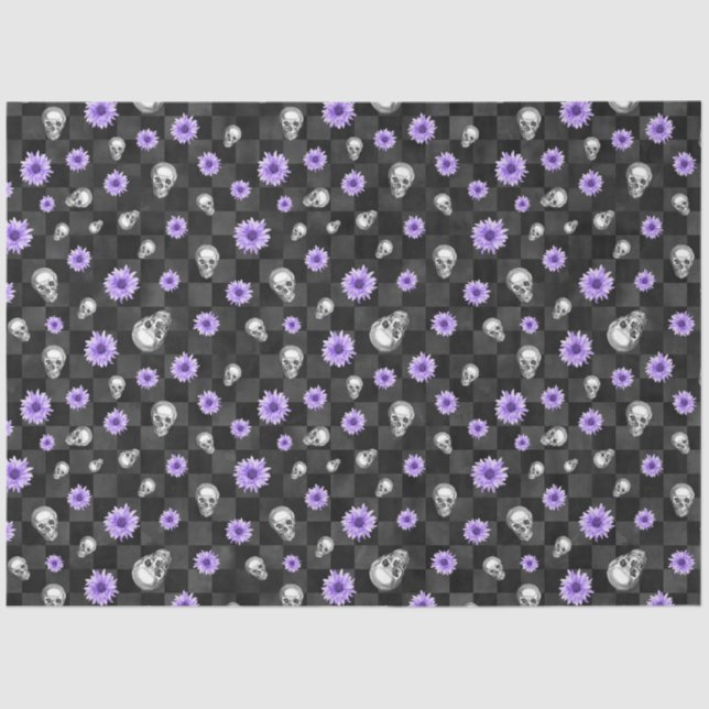 Purple Skulls and Sunflower Series Design 9 Tissue Paper (Front)