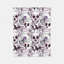 purple skulls, bats, and spiders