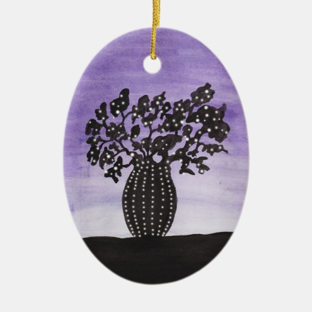 Purple Sky Baobab Tree Ceramic Tree Decoration (Front)