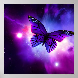 Purple Sky Butterfly Poster