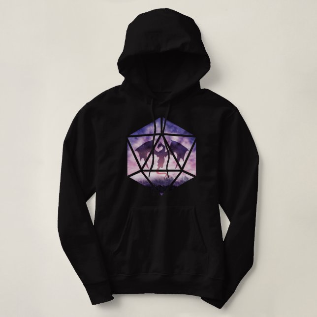 Purple Sky Dragon D20 Essential T Shirt (Design Front)