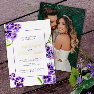 Purple sky flower and gold summer wedding