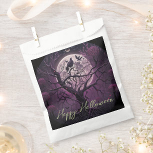 Purple Sky Full Moon Birds Happy Halloween Favour Bags