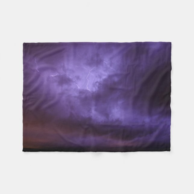 Purple Sky Lightning Fleece Blanket (Front (Horizontal))