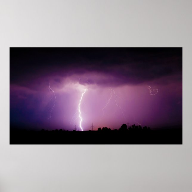 Purple Sky Lightning Storm Poster (Front)