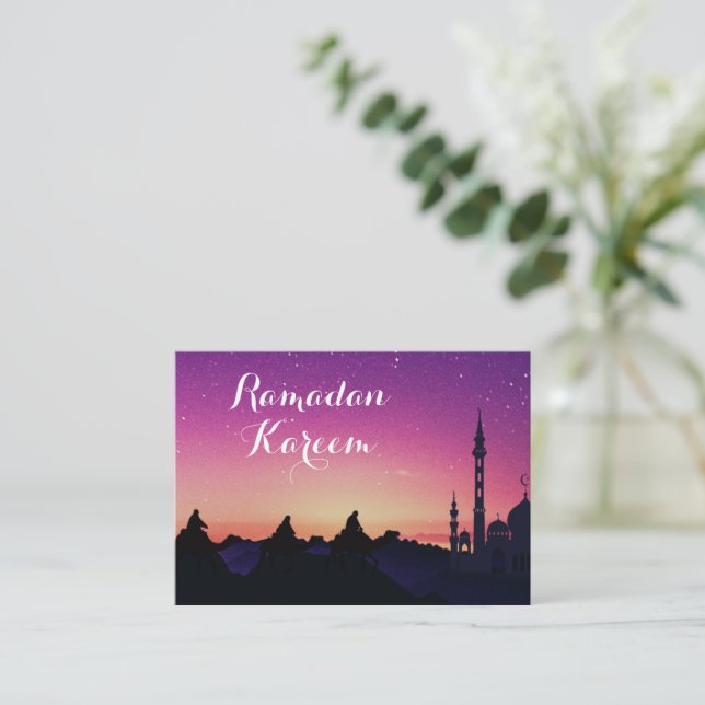 Purple Sky On The Night Eid Mubarak Card (Standing Front)