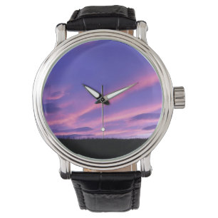 Purple Sky Sunset Vibrant Twilight Landscape Watch