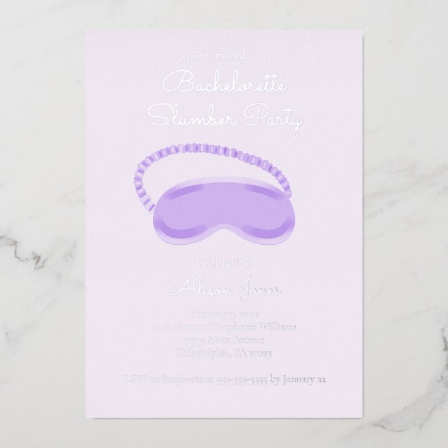 Purple Sleep Mask Bachelorette Slumber Party (Front)