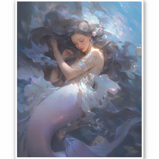 Purple Sleeping Mermaid Fantasy Art (Front)