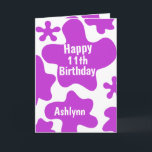Purple Slime 11th Birthday Card<br><div class="desc">This is a very slimy purple slime 11th birthday card with purple slime on the front, inside and some on the back to add some slime fun on any kid's birthday! Make sure to see photos of this kid slime birthday card. You will be able to easily personalise the front...</div>