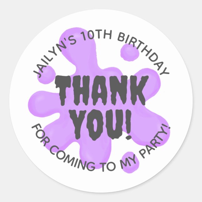 Purple Slime Party Favour Sticker (Front)