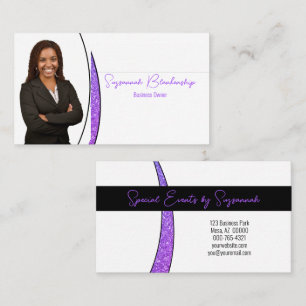 Purple Sliver Faux Glitter Professional Photo Business Card