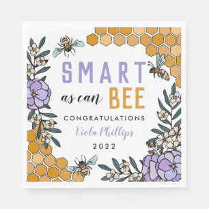Purple Smart as can Bee Graduation Party Napkin