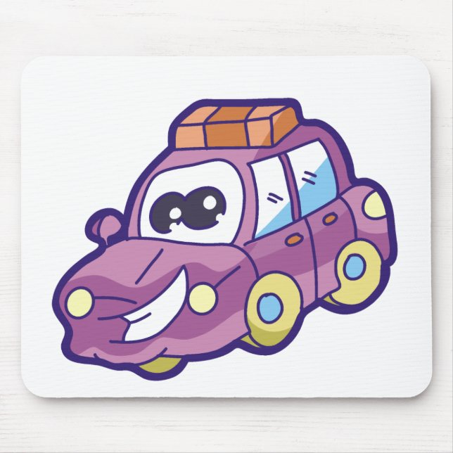 Purple Smiling Car Mouse Mat (Front)