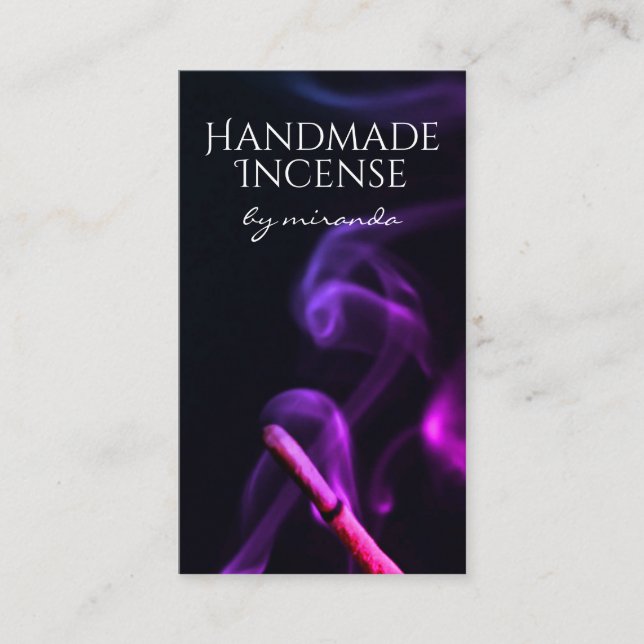 Purple Smoke Handmade Artisan Incense Craft Business Card (Front)