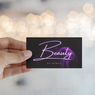 Purple Smoke Neon Beauty Salon Business Card