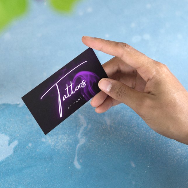 Purple Smoke Neon Tattoos Business Card (Creator Uploaded)