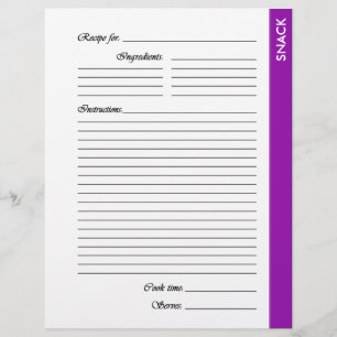 Purple SNACK 2-sided Recipe Pages