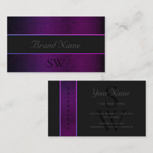 Purple Snake Dark Grey Coloured with Black Monogra Business Card