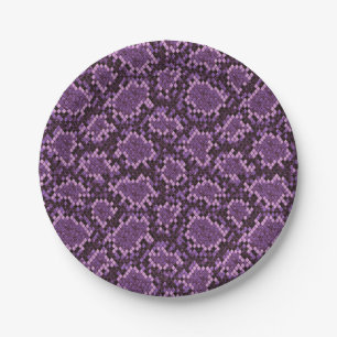 Purple Snake Print Paper Plate