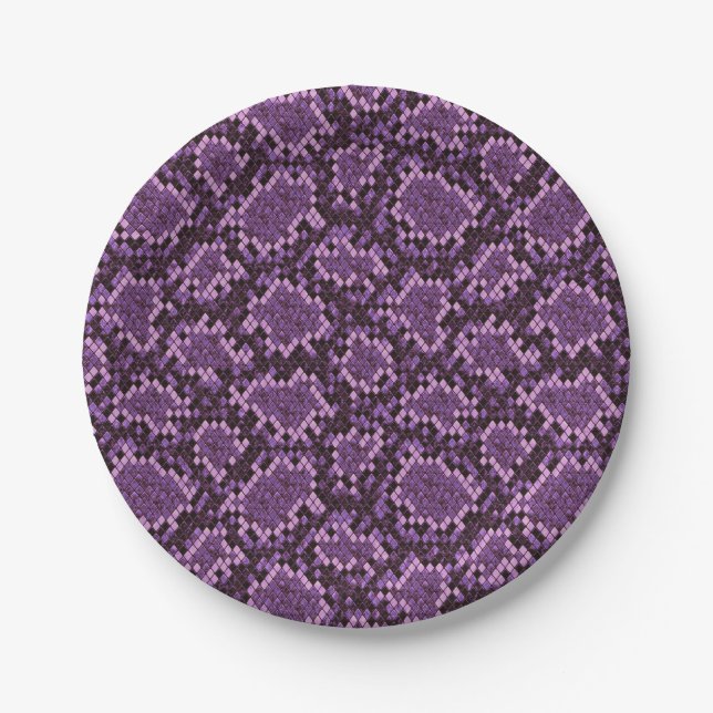 Purple Snake Print Paper Plate (Front)