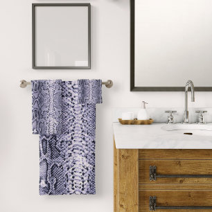  Purple Snake Skin Animal Print Bath Towel Set