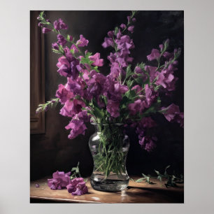 Purple Snapdragon Flowers Art Print Poster