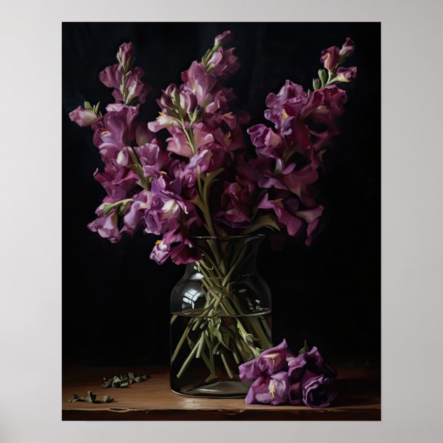 Purple Snapdragon Flowers Art Print Poster (Front)