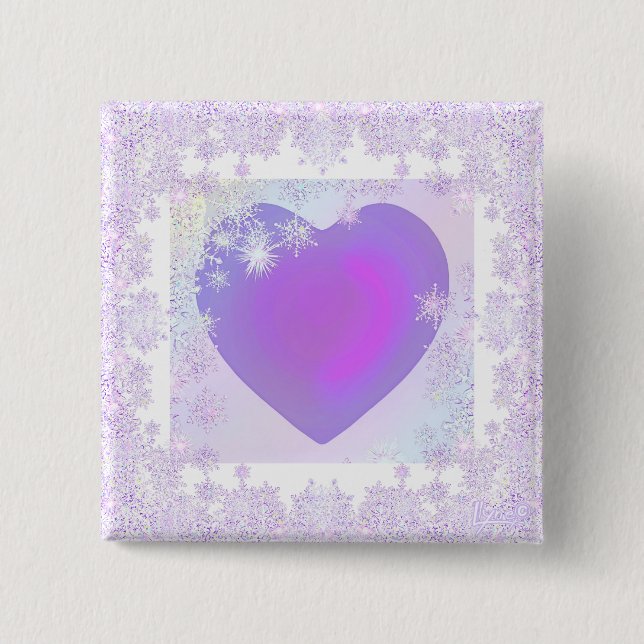 Purple snowflake 15 cm square badge (Front)