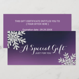 Purple Snowflake Beauty Salon Gift Certificate