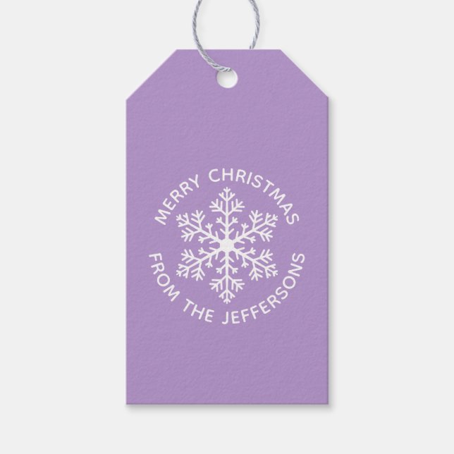 Purple Snowflake Christmas Gift Tags (Front)
