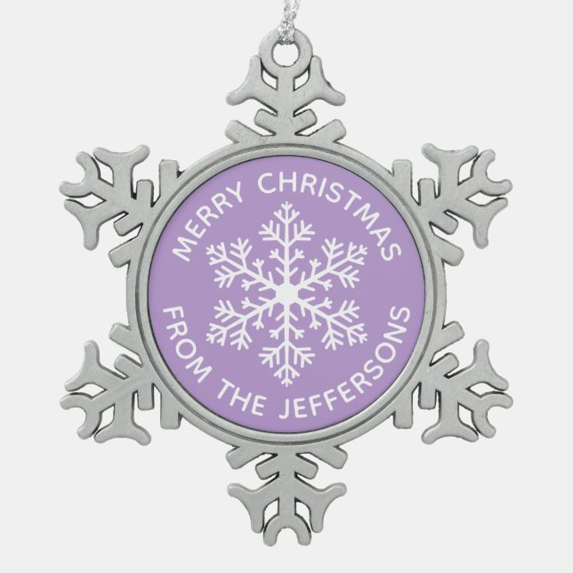 Purple Snowflake Christmas Ornament (Front)