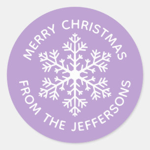 Purple Snowflake Christmas Stickers