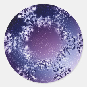 Purple Snowflake Classic Round Sticker