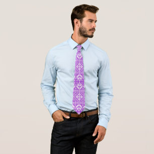 Purple Snowflake & Floral Fair Isle Christmas Tie