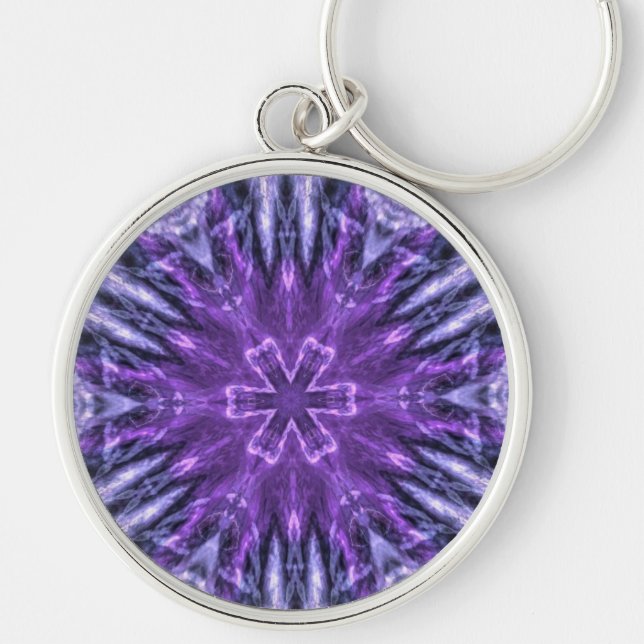 Purple Snowflake Fractal Key Ring (Front)