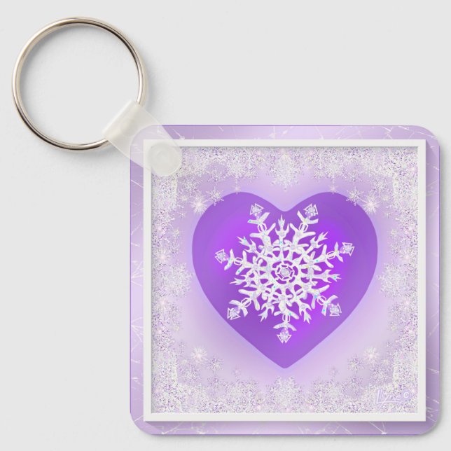 Purple snowflake key ring (Front)