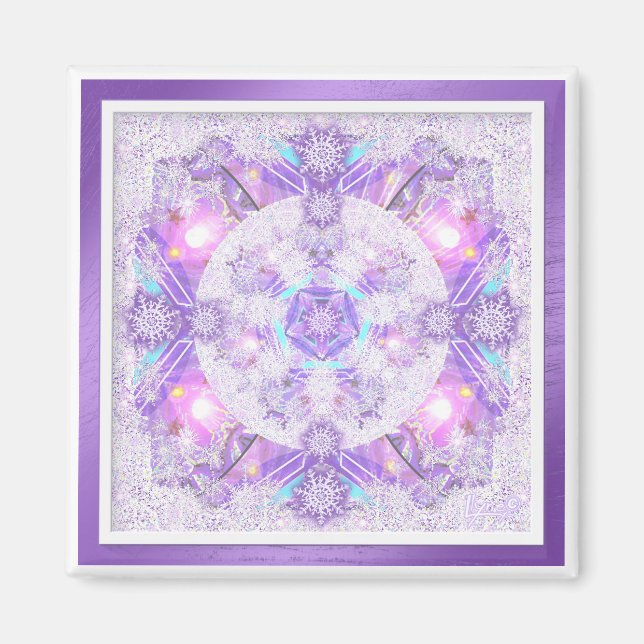 Purple snowflake magnet (Front)